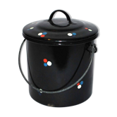 Vintage enameled box in navy enameled metal with polka dots - covered pot or kitchen decoration ice bucket