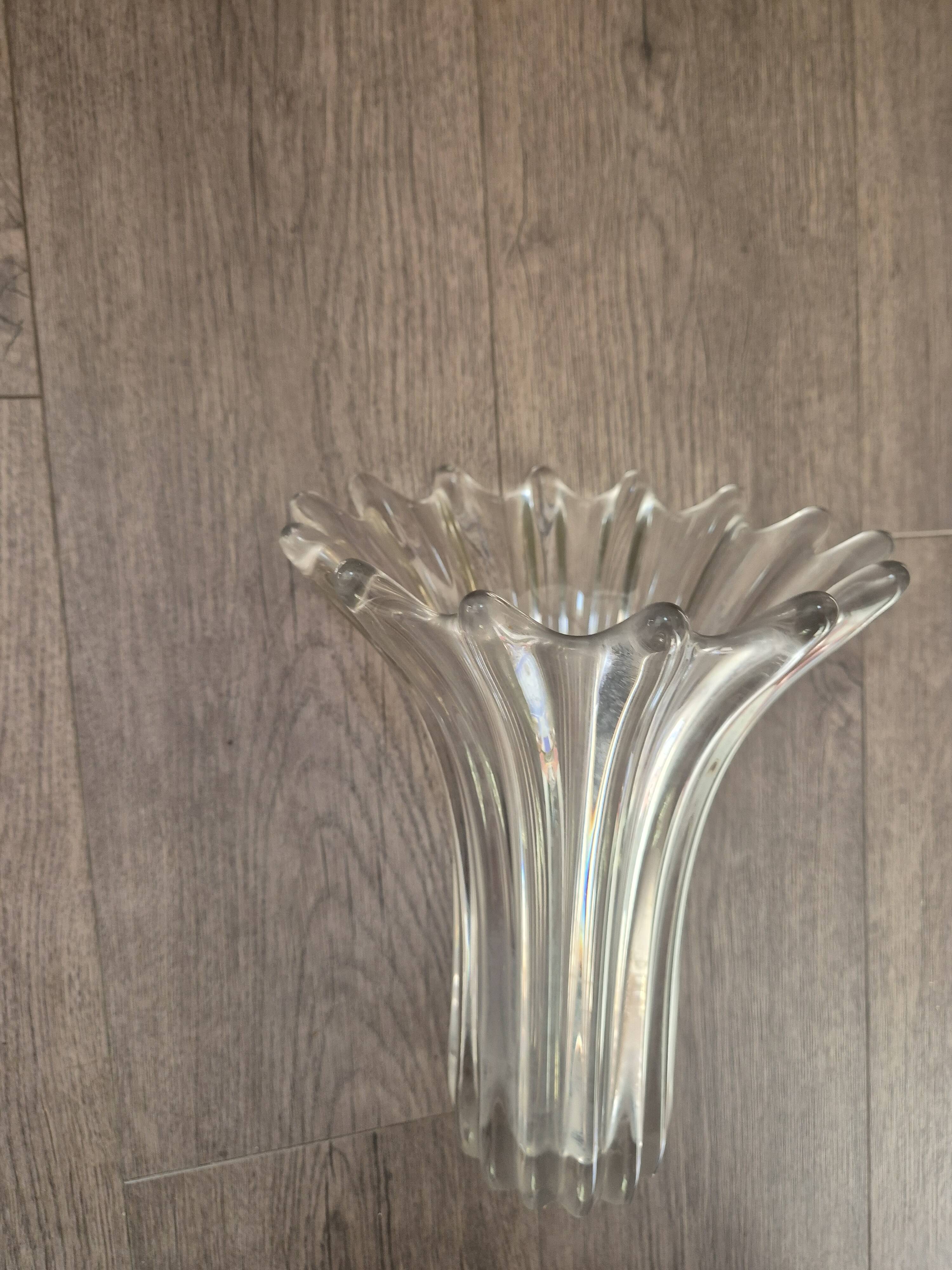 Vintage 60s crystal tulip vase - very heavy, with slight marks