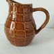 Pichet Saint-Clément no. 7507 in caramel earthenware – Relief wickerwork decoration