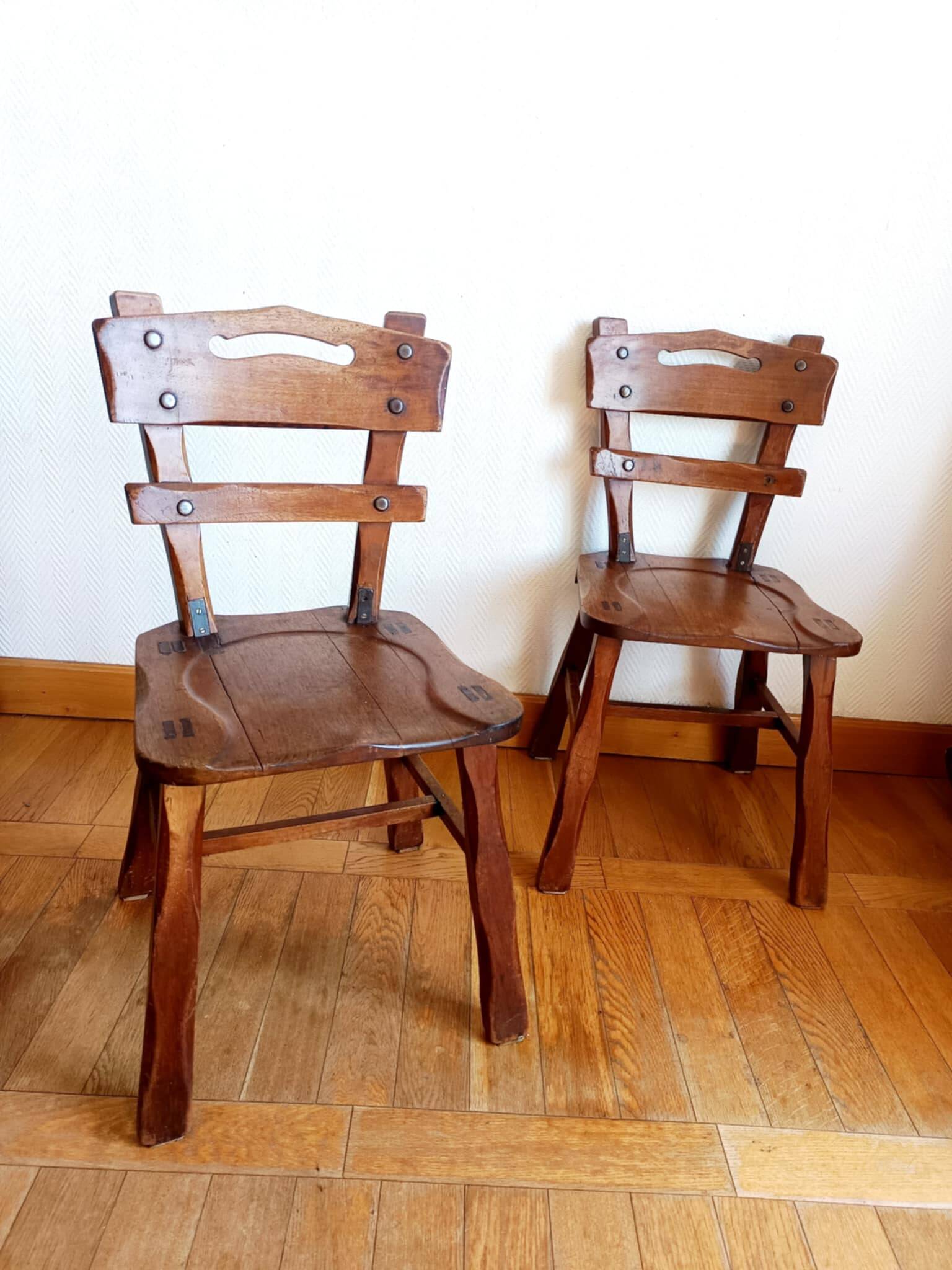 Paire de chaises brutalistes style ranch