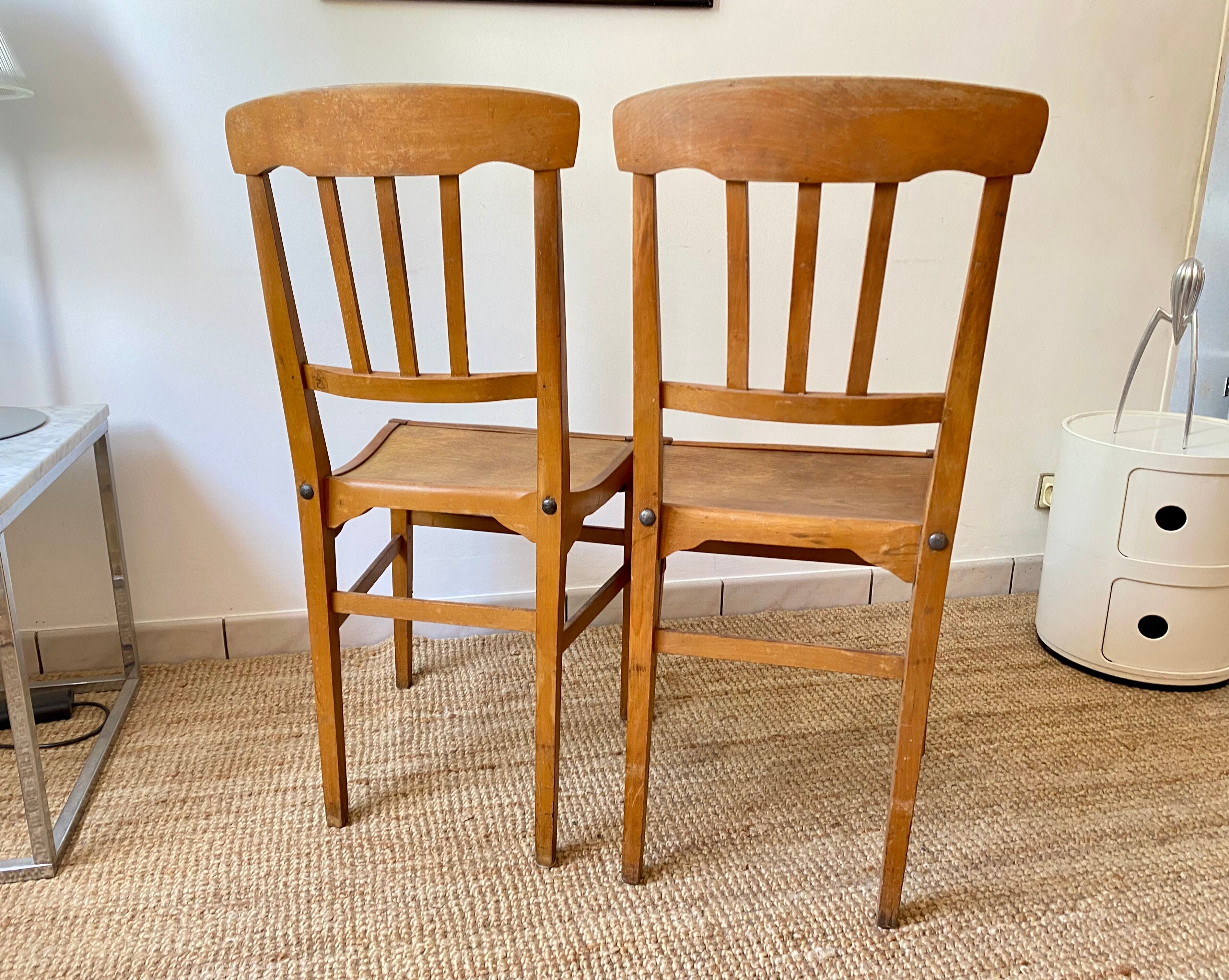 Paire de chaise bistrot Stella France vintage années 50