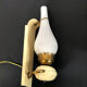 Vintage Italian brass, lacquer and opaline glass sconces from 50s. Set of two