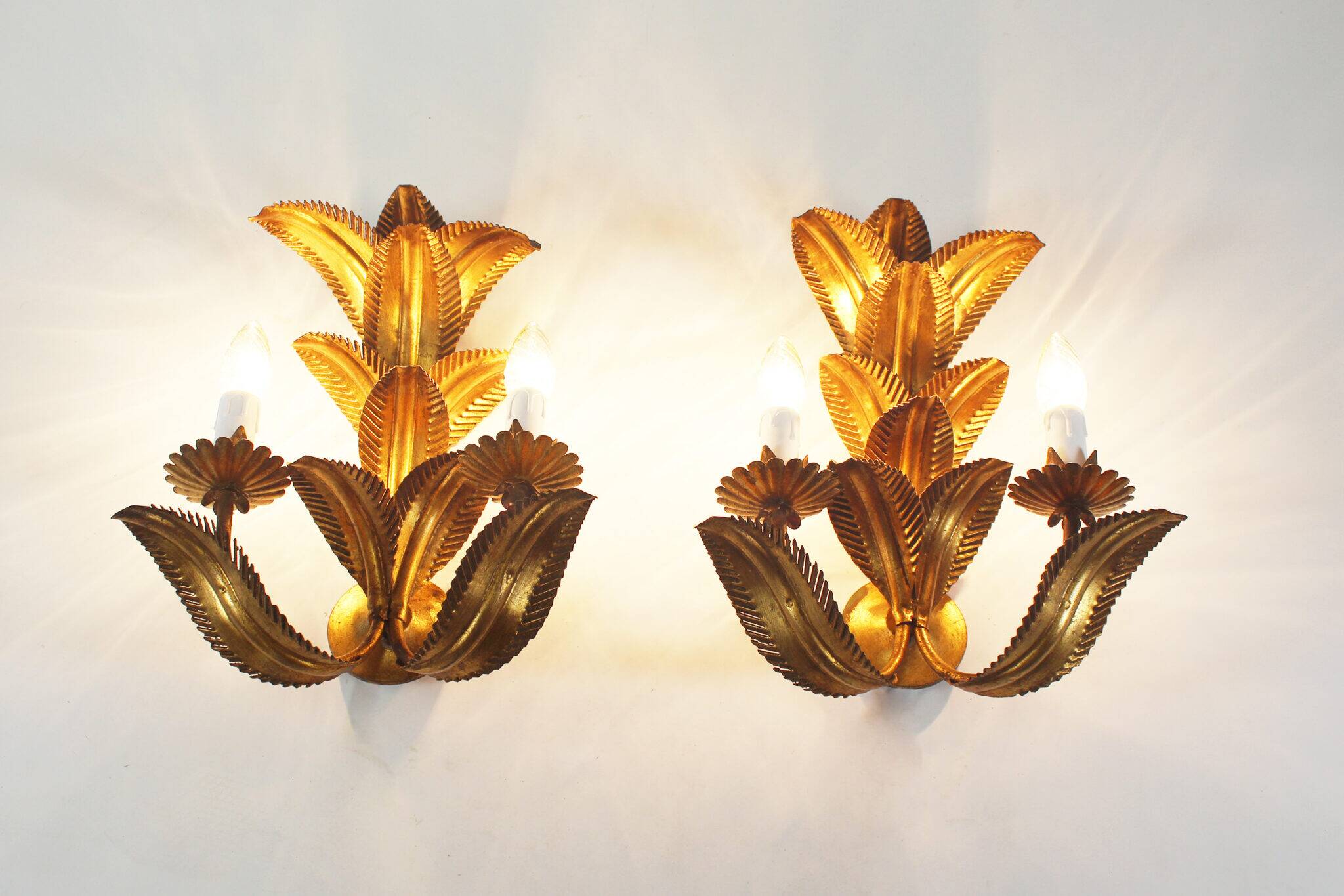 Pair of large vintage gilt sheaf scones by hans kögl