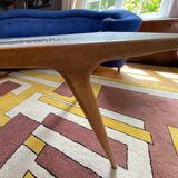 Coffee table by Berthold Muller in solid wood and ceramic