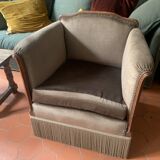 Fauteuil Art Deco en velours taupe 1920/30