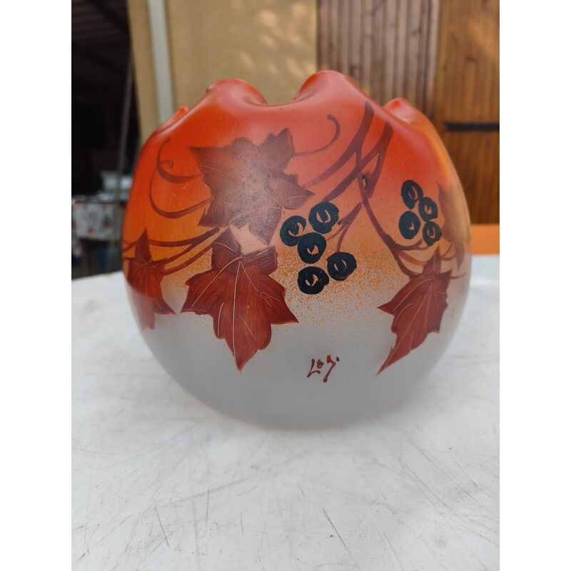 Round vase in glass paste by Legras, Nancy School