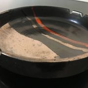 Vintage Italy red orange black ceramic ashtray 1970 Bitossi for Raymor