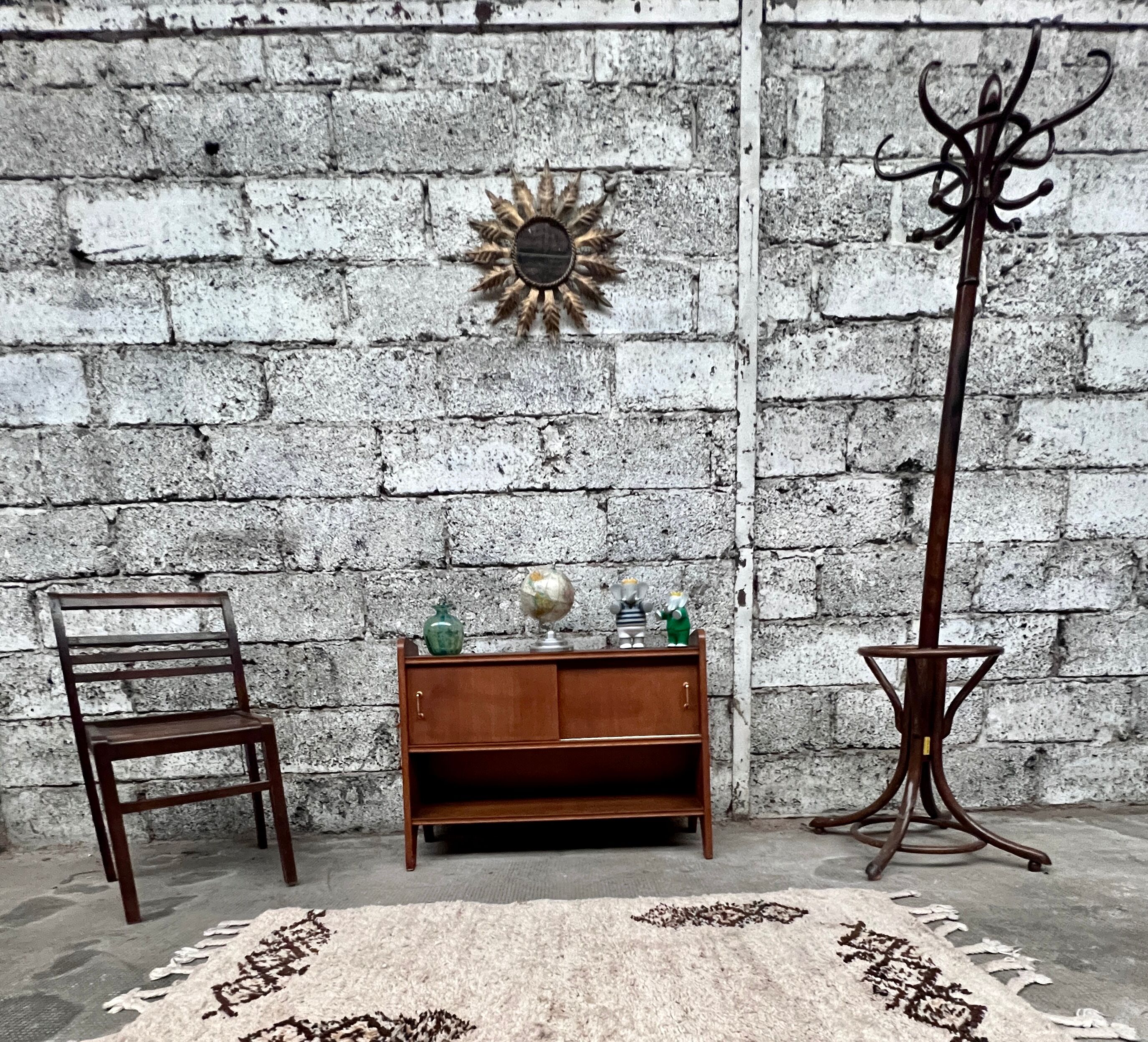 Oak shelf 1950 French modernist