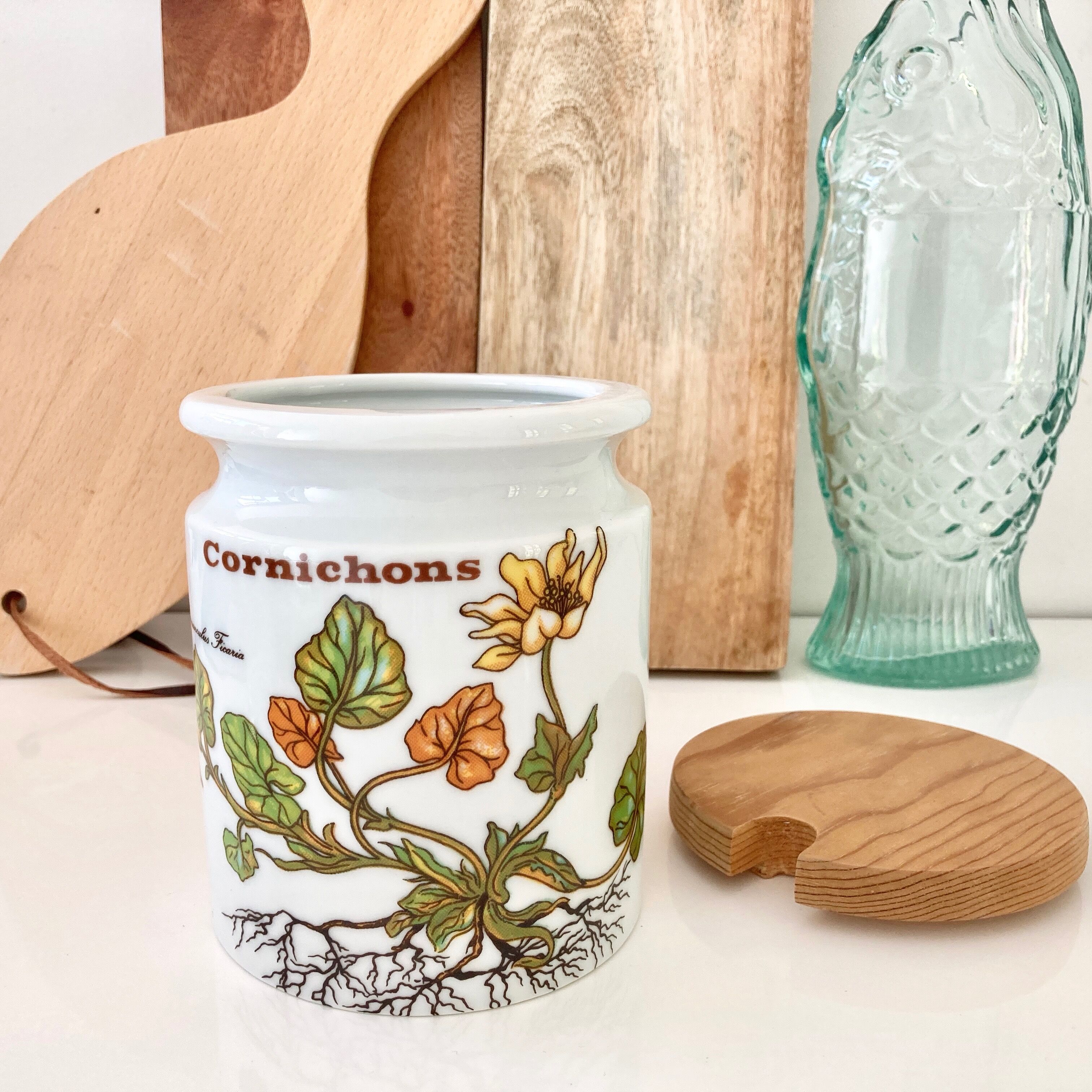 Ceramic pot vintage herbarium decoration