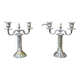 Pair of 2-branched candlesticks in silver metal