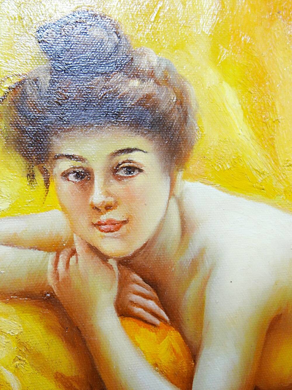 Tableau "Nu au coussin" "La paresseuse" d'après Daniel Hernández Morillo