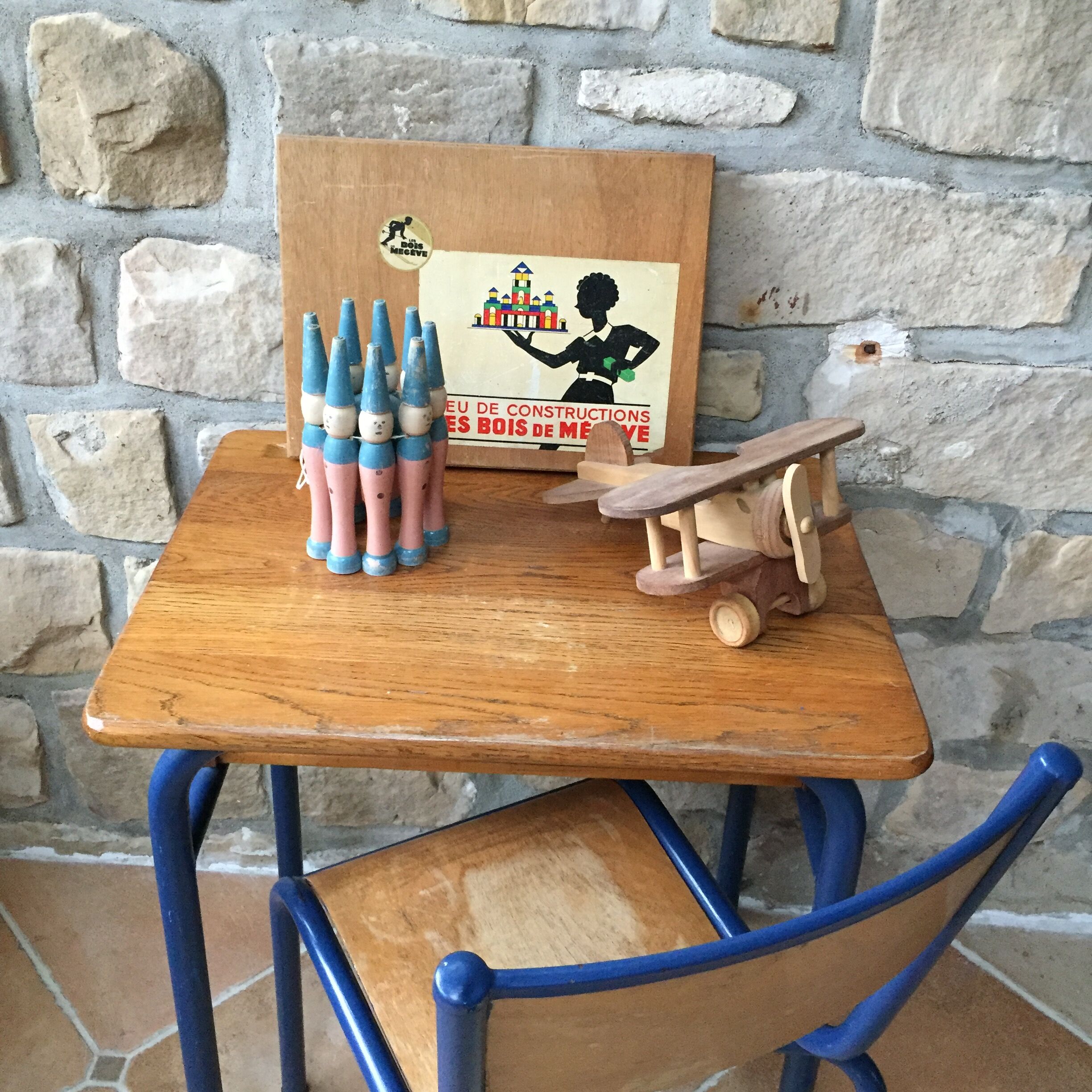 Former pierrot theme wooden bowling game