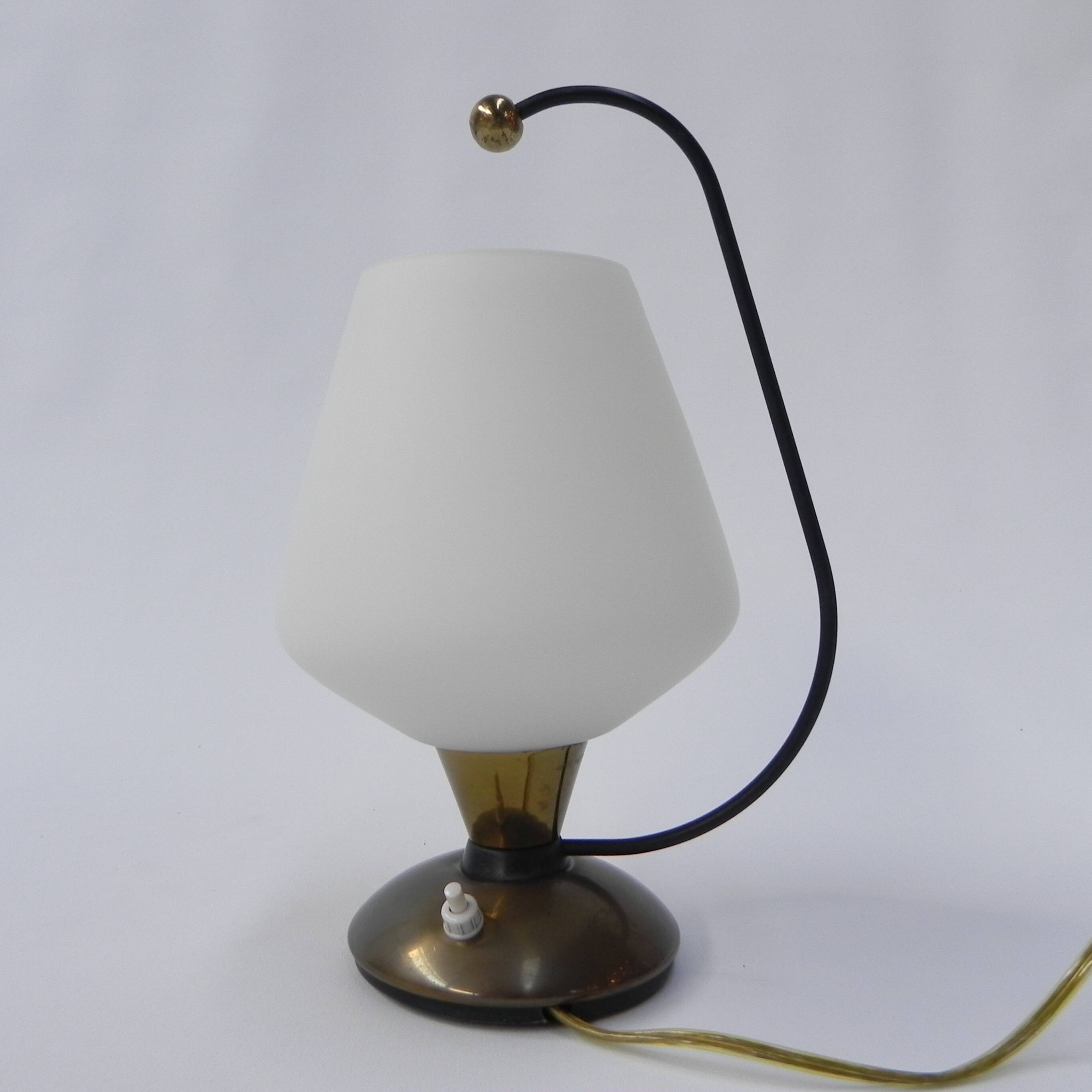 Vintage desk lamp with white glass shade