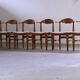 Ensemble vintage de 6 chaises de salle à manger en chêne massif de design danois des années 60, style Kjærnulf.