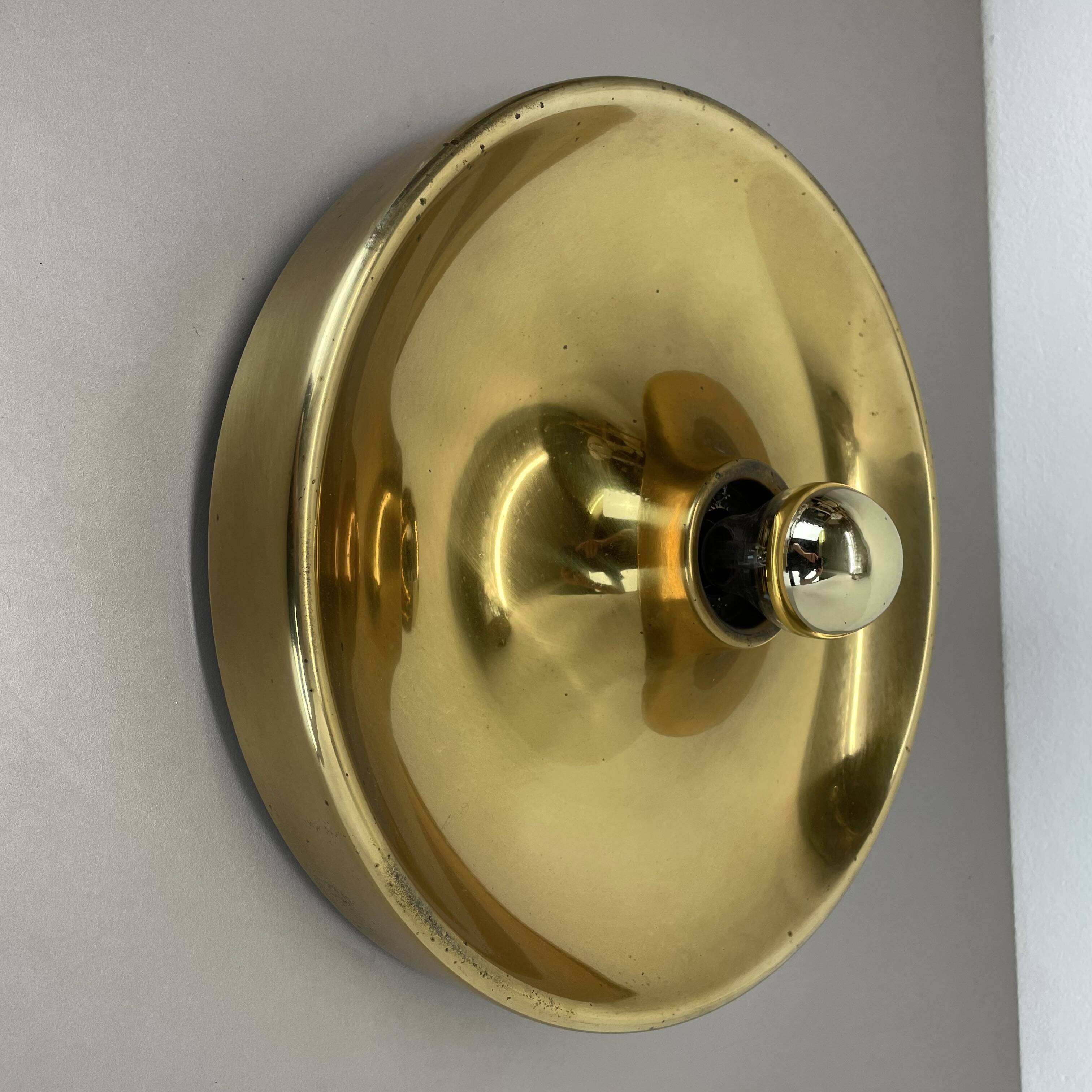 Large 39cm golden charlotte perriand style disc wall lights, germany 1960s