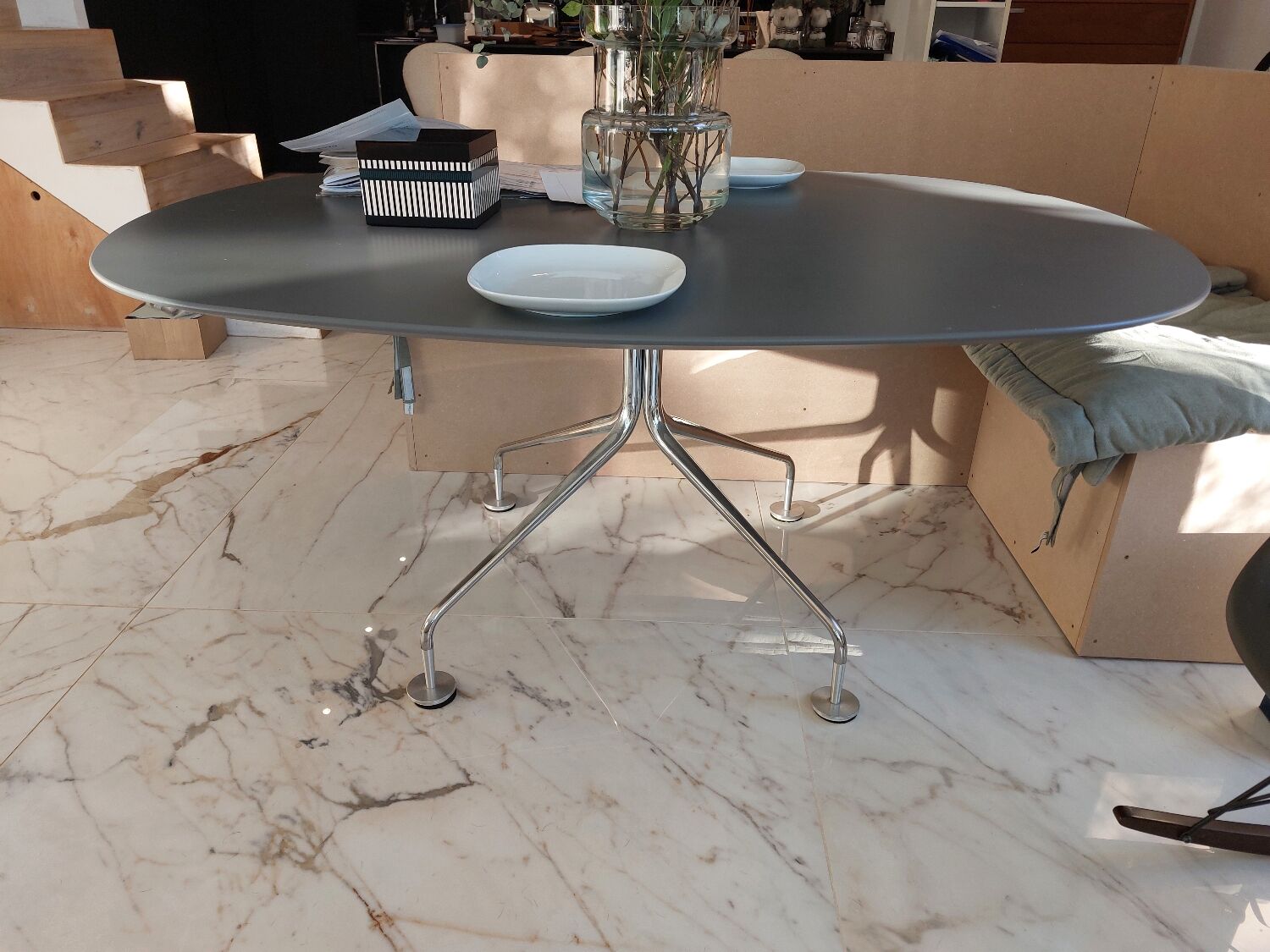 Oval table 120x160 anthracite - 6 to 8 people