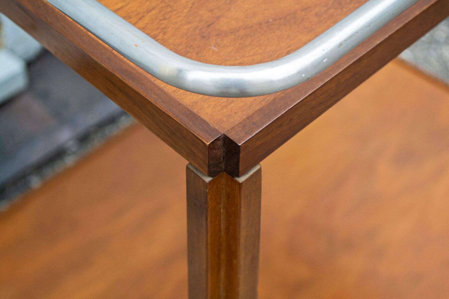Wooden and chrome-plated metal bar cart, 1950s
