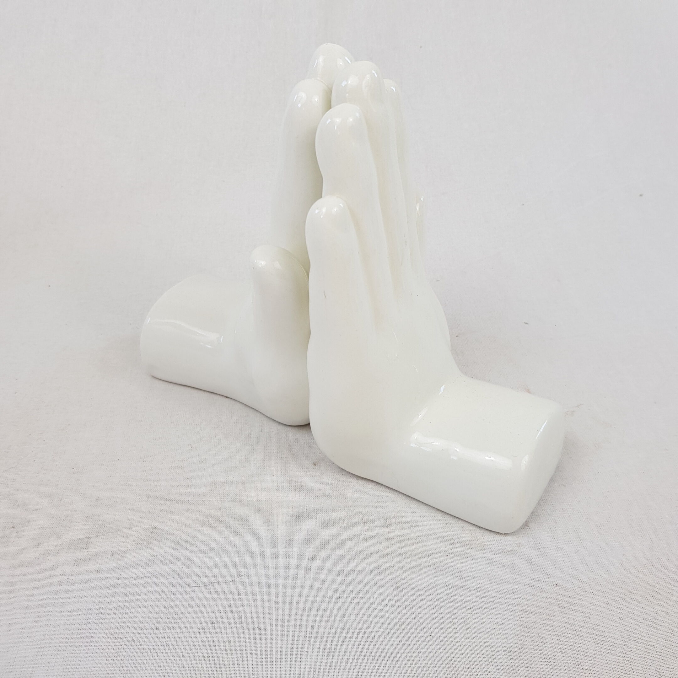 White ceramic book greenhouse representing hands 1980