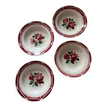 Lot de quatre assiettes creuses Digoin Sarreguemines, modèle Cibon