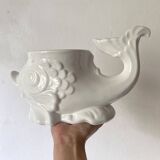 Zoomorphic fish pot cover in slip