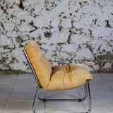 Vintage "Pixi" style armchair in velvet and chrome, 1970