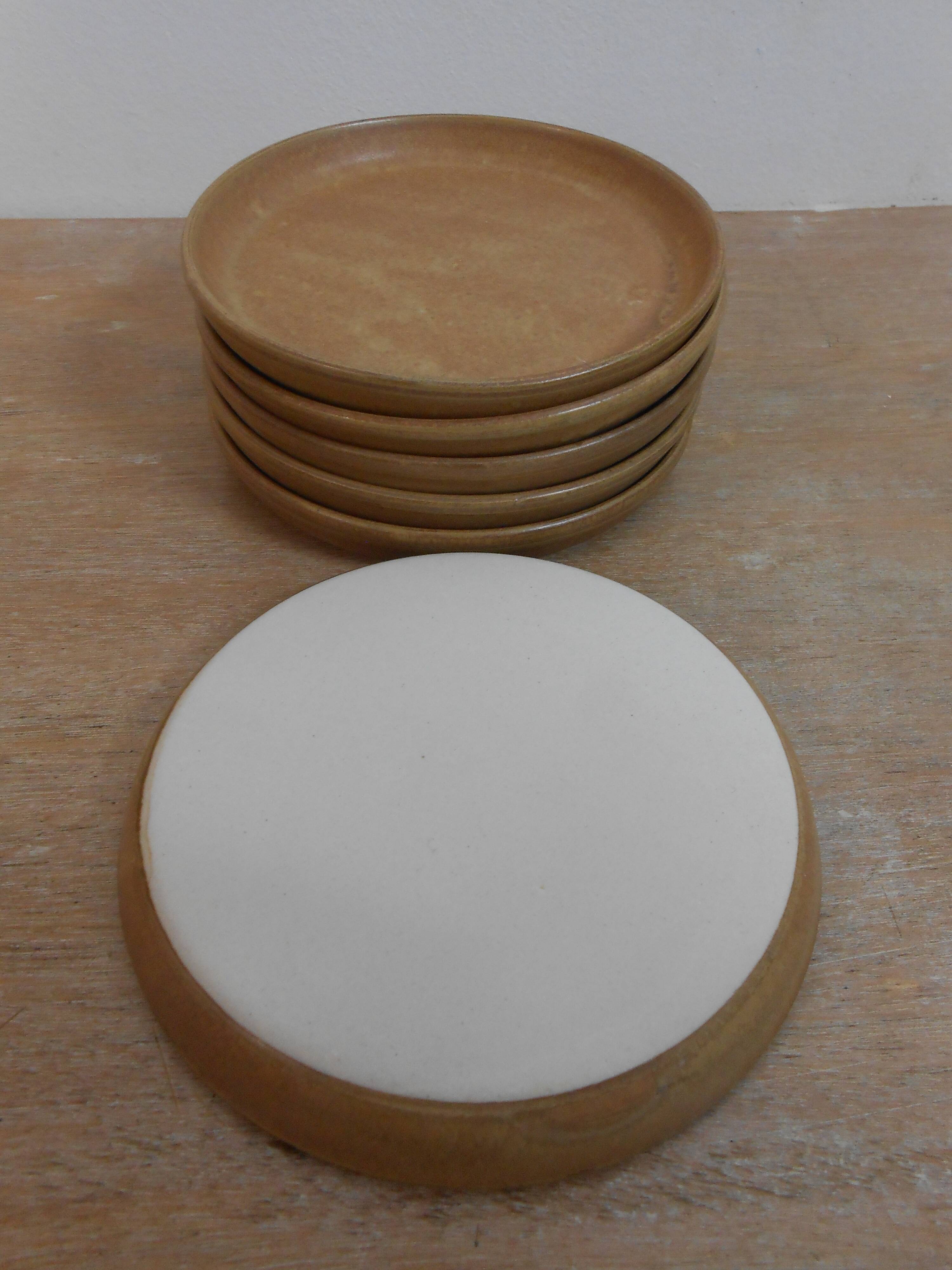 Service vintage 6 cups with saucers, sandstone Rhodaceram
