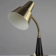 Table / Desk Lamp Model 600/5 by Gemi — Swedish Modernism in Black & Brass, 1960s