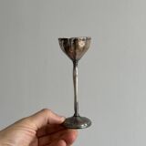 Set of 6 antique egg cups in patinated metal