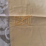 Nappe et 12 serviettes couleur paille annees 50.