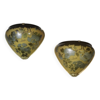 Pair of Gallé wall lights in glass paste (Tip)