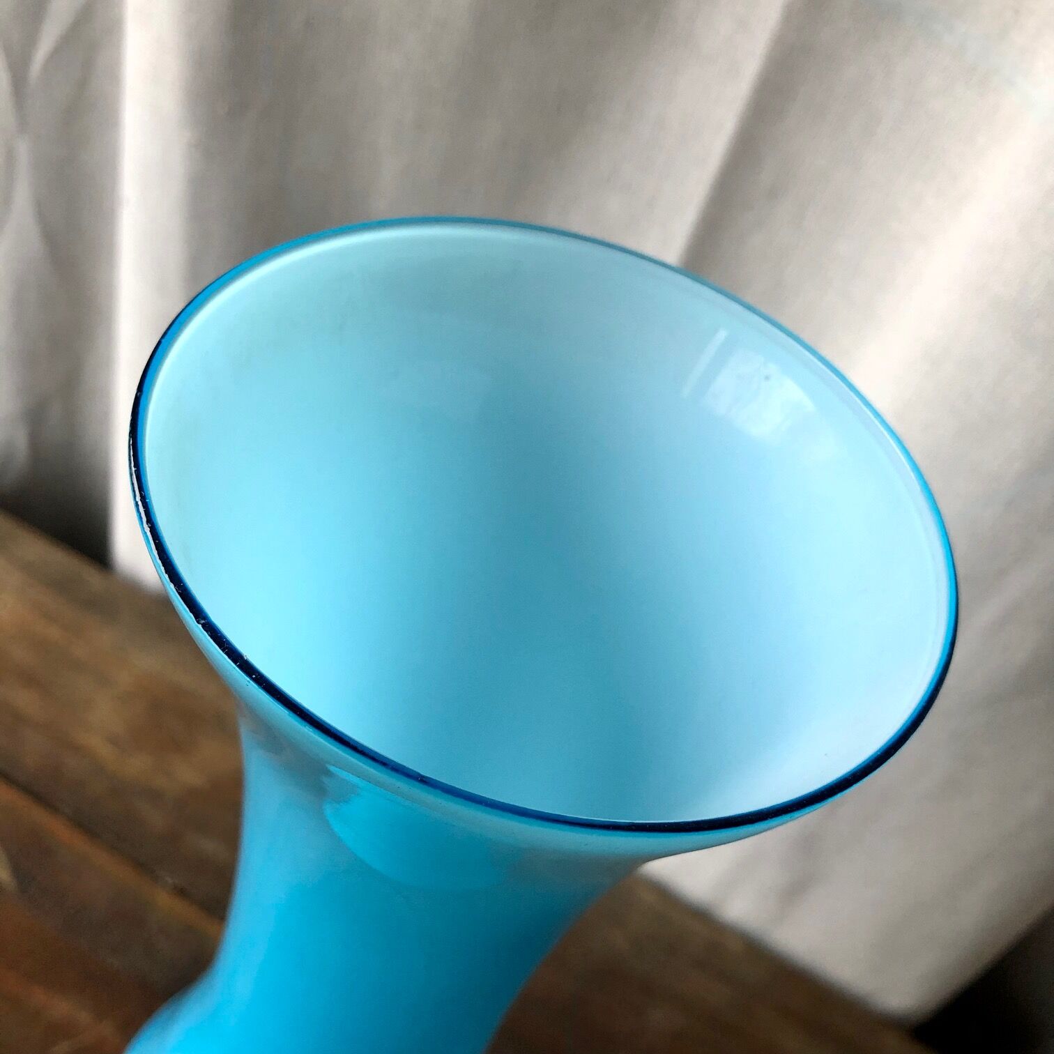 Blue opaline vase h37 cm