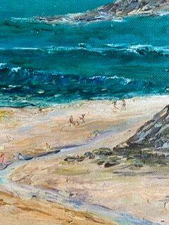 Ancient painting, Breton landscape, Saint Lunaire, signed, 1950s