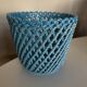 Turquoise woven ceramic cachepot, Italian work, 1960s