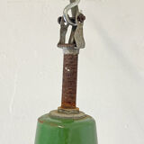 Vintage industrial suspension 50's in green enamelled sheet metal