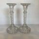 Pair of old twisted candlesticks with diamond tips.