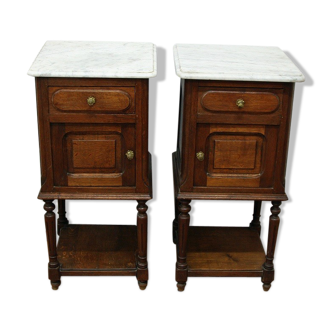 In oak with marble top nightstands