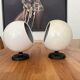 Pair of adjustable vintage wall lamps, white lacquered metal, LITA 1970