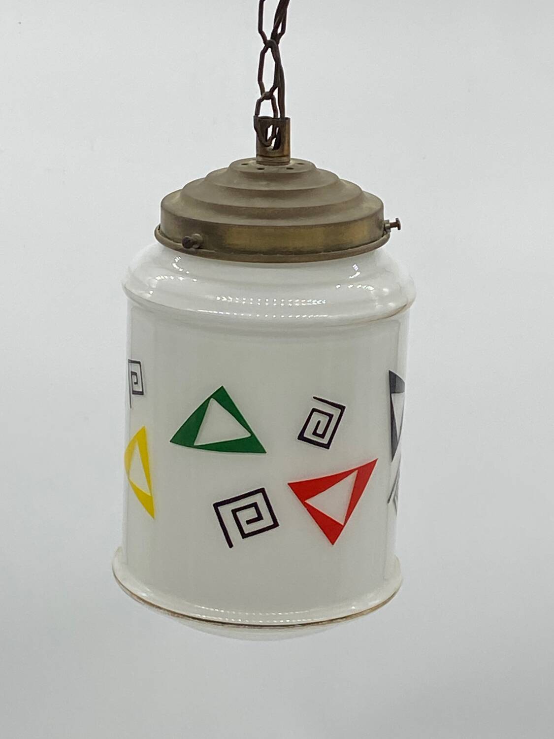 Opaline pendant light / lamp / ceiling light with geometric decor