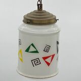 Opaline pendant light / lamp / ceiling light with geometric decor