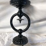 Art deco hanging lamp in cut glass and black metal