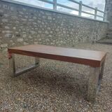 Elm tray table with chrome base