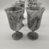 Service of 6 glasses on foot in baroque deco marble