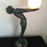 Max Le Verrier Large Art Deco lamp model "Lumina" 64 CM