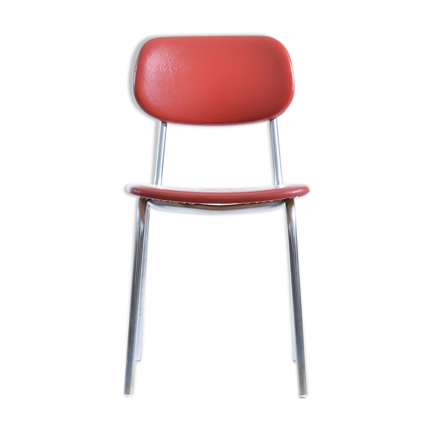 Red leatherette midcentury chair, Kovona, Czechoslovakia 1960s