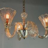 Venetian chandelier in colorless murano glass circa 1940