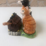 Salt shaker, pepper and mustard maker, dog, cat