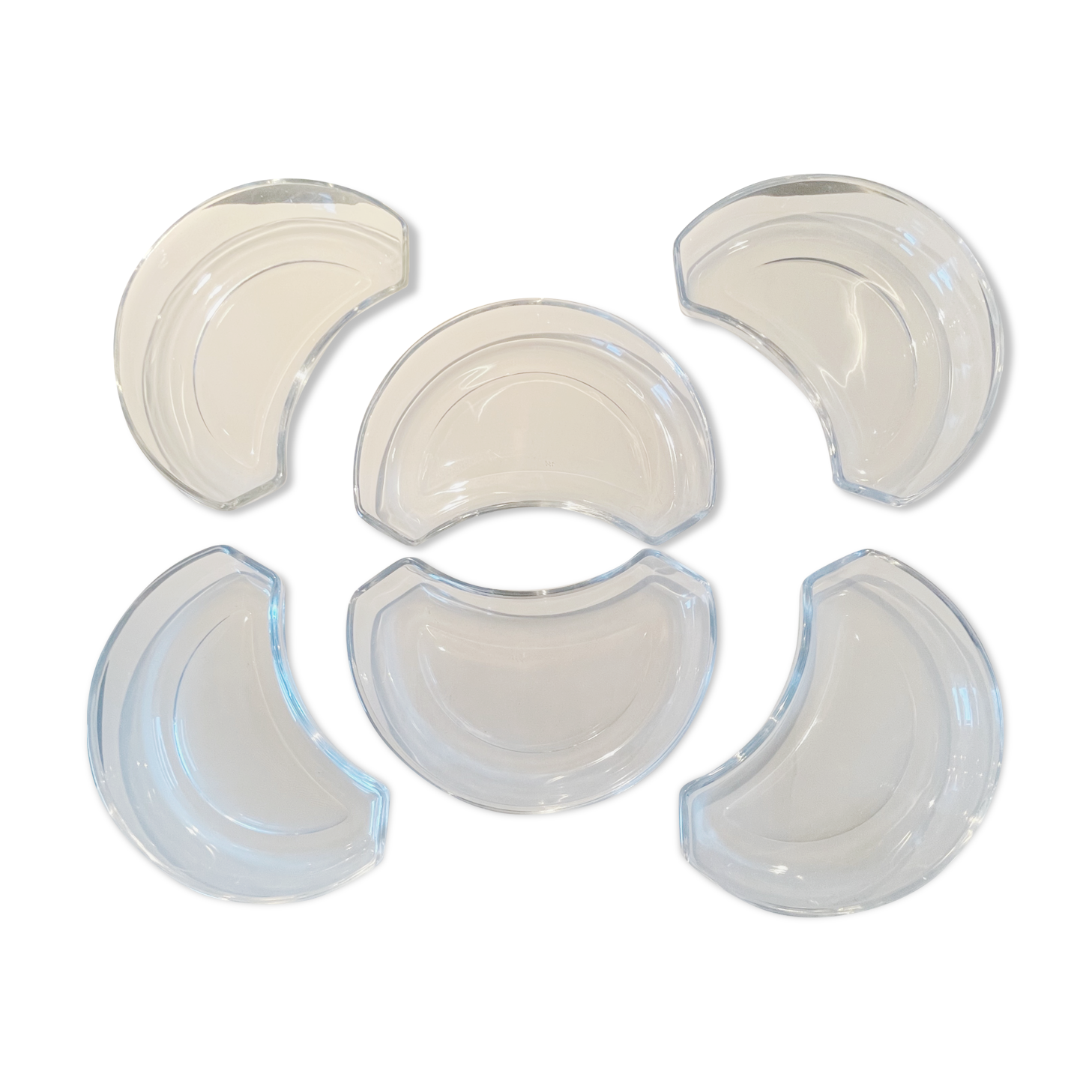 6 crystal half-moon salad plates