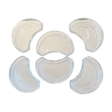 6 crystal half-moon salad plates