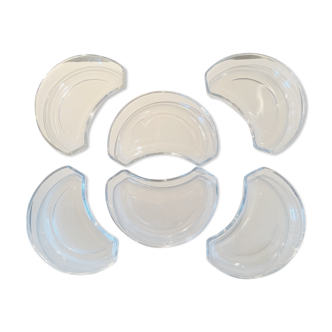 6 crystal half-moon salad plates