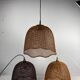 Beehive webbing rattan wicker pendant hanging lamp, 1930s